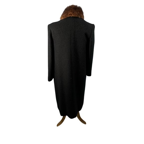 Vintage Elegant Princess Black Coat with Brown Fur Scarf - Picture 6 of 6